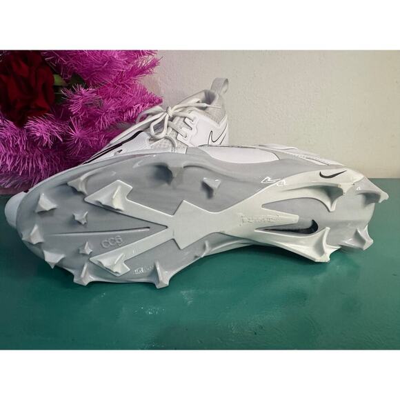 Nike Alpha Menace Pro 3 Mid Football Cleats Size 18 White/Blue CT6649-101 - Picture 4 of 5